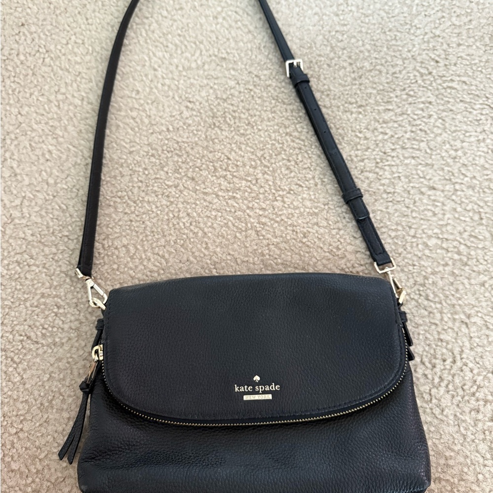 Kate Spade Black Crossbody Bag with Gold Accents